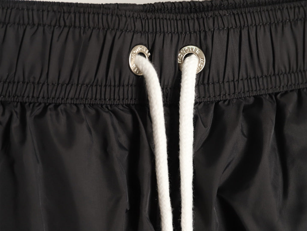 Moncler White-Emblem Drawstring Shorts - Black