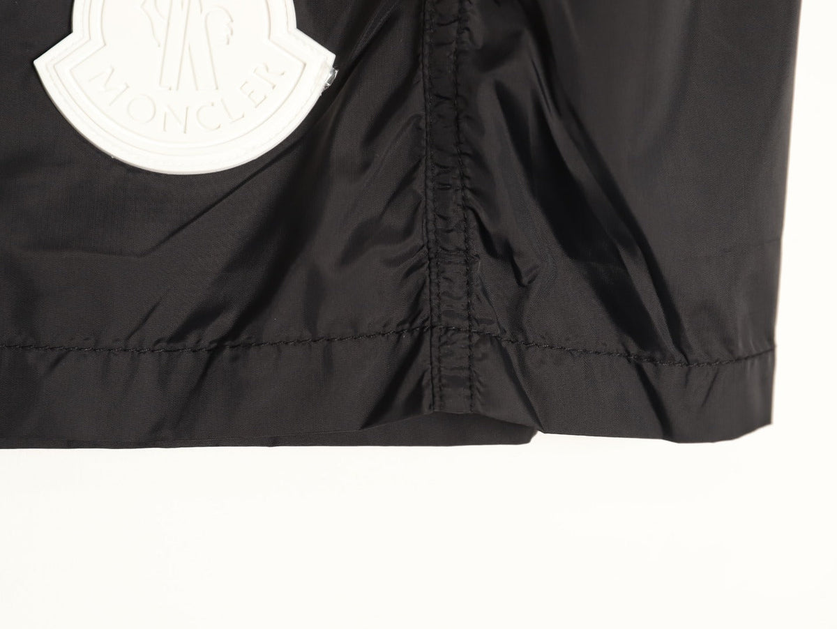 Moncler White-Emblem Drawstring Shorts - Black